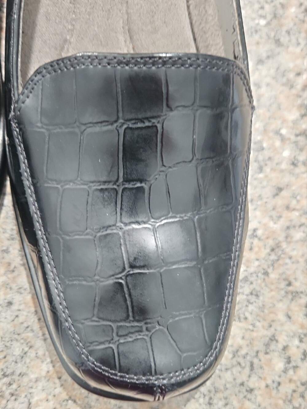 AEROSOLES Black Croc‑Embossed Slip‑On Wedge Comfort Shoes – Women’s 9.5 - Picture 7 of 8
